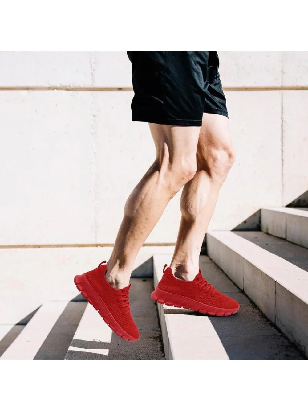 🆕Men's Red Mesh Running Shoes Slip On Tennis Walking Sneakers Gym Athletic